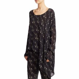Figue Ani star print draped asymmetrical hem tunic size M